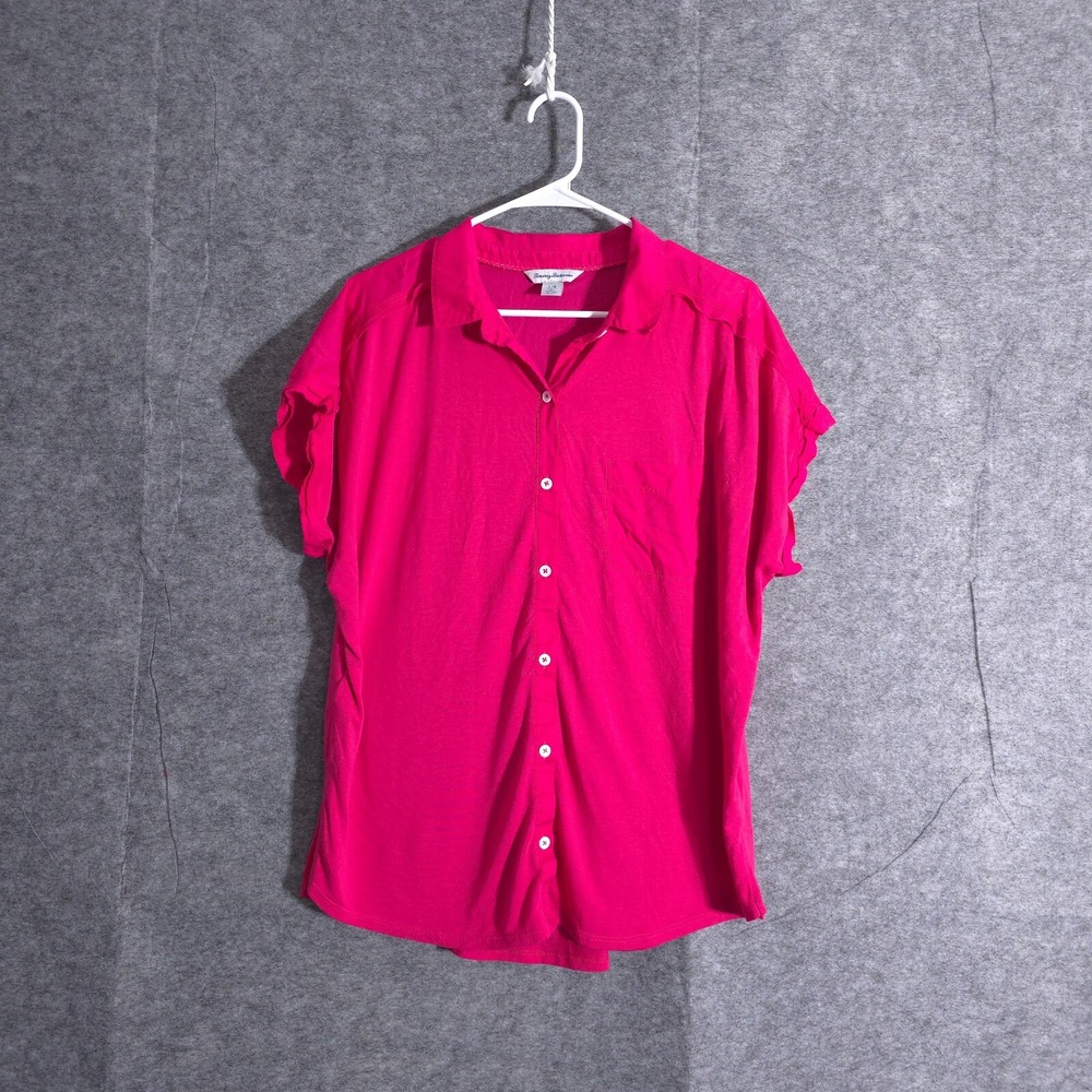 Tommy Bahama Tencel Modal Classic Shirt Sleeve‎ Button Up Blouse Women's Size L